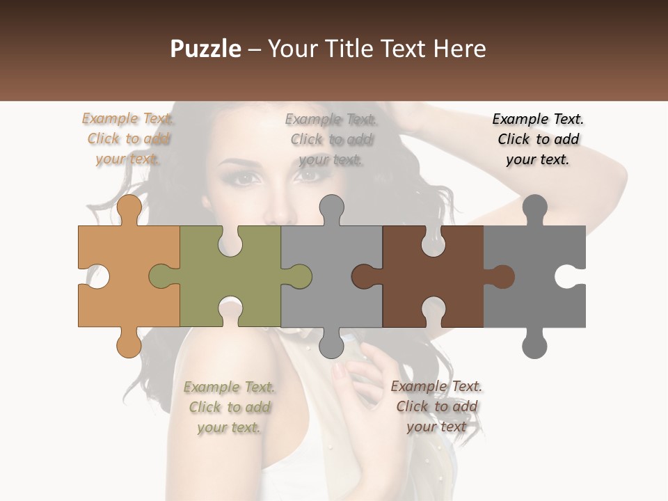 A Woman With Long Dark Hair Is Posing For A Picture PowerPoint Template