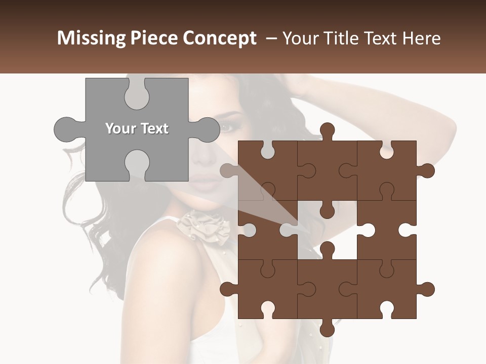 A Woman With Long Dark Hair Is Posing For A Picture PowerPoint Template