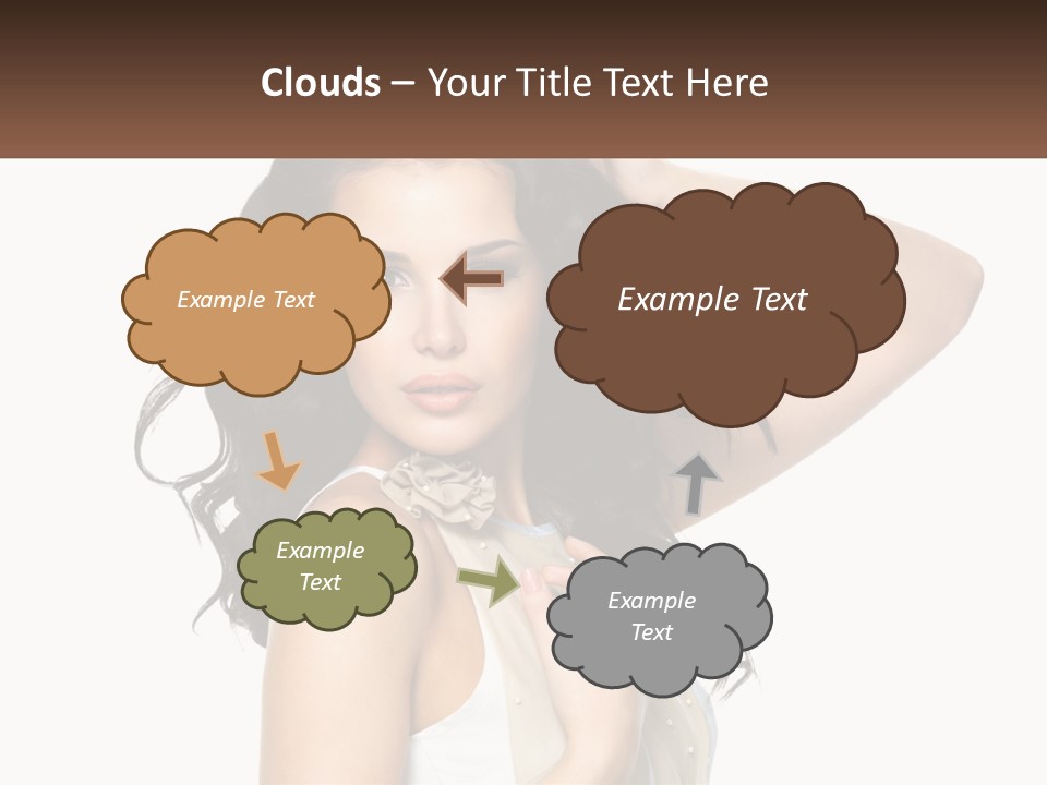 A Woman With Long Dark Hair Is Posing For A Picture PowerPoint Template