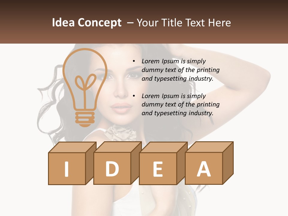 A Woman With Long Dark Hair Is Posing For A Picture PowerPoint Template