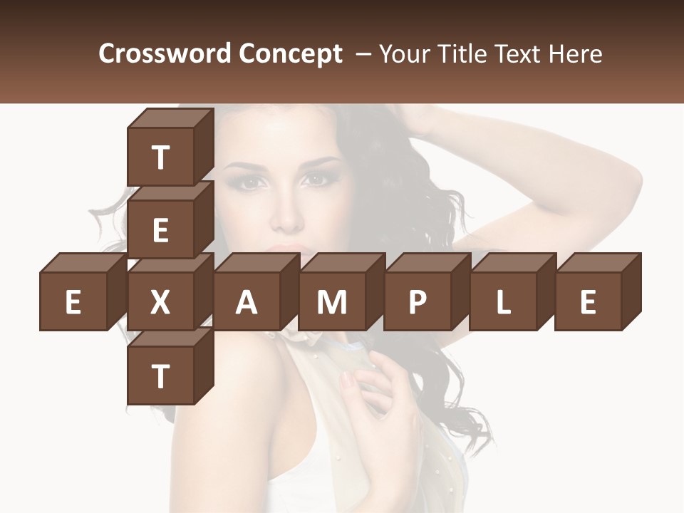 A Woman With Long Dark Hair Is Posing For A Picture PowerPoint Template