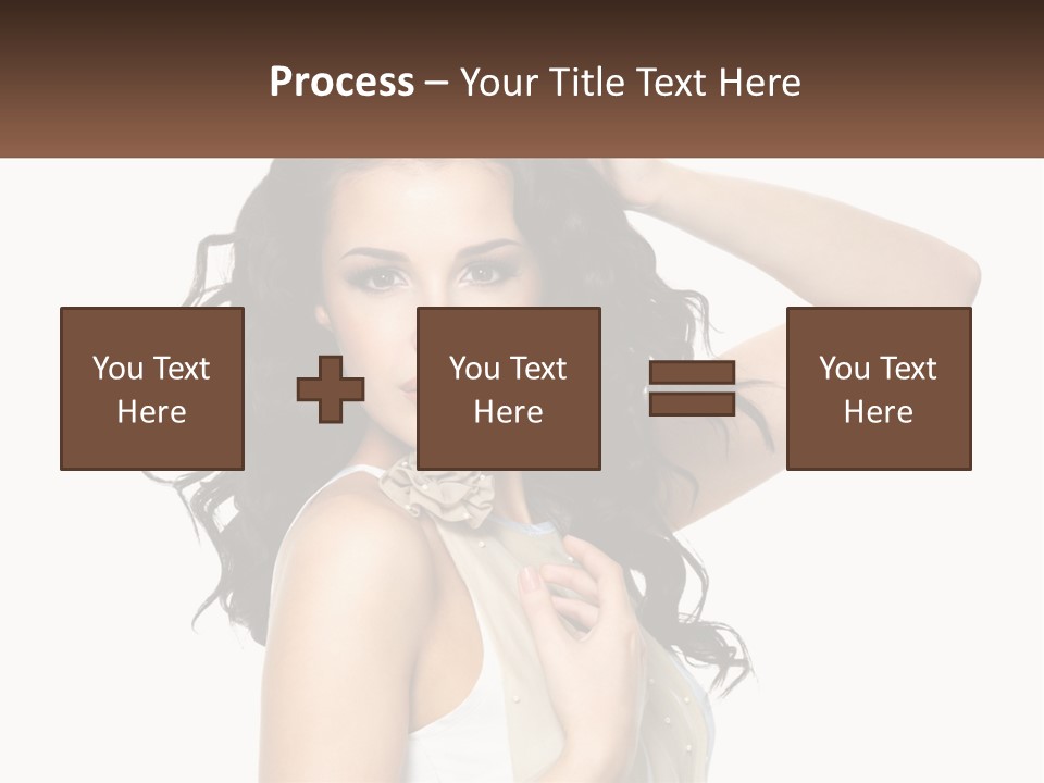 A Woman With Long Dark Hair Is Posing For A Picture PowerPoint Template