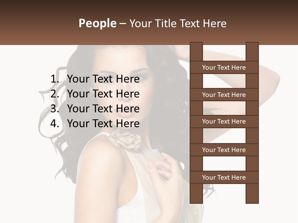 A Woman With Long Dark Hair Is Posing For A Picture PowerPoint Template