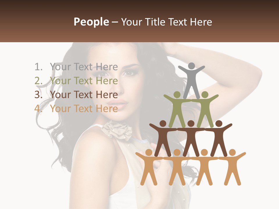 A Woman With Long Dark Hair Is Posing For A Picture PowerPoint Template