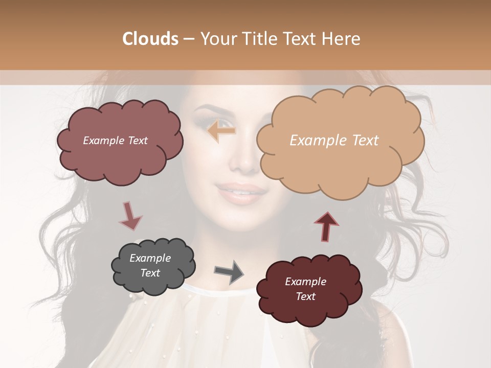 A Woman With Long Hair Is Posing For A Picture PowerPoint Template