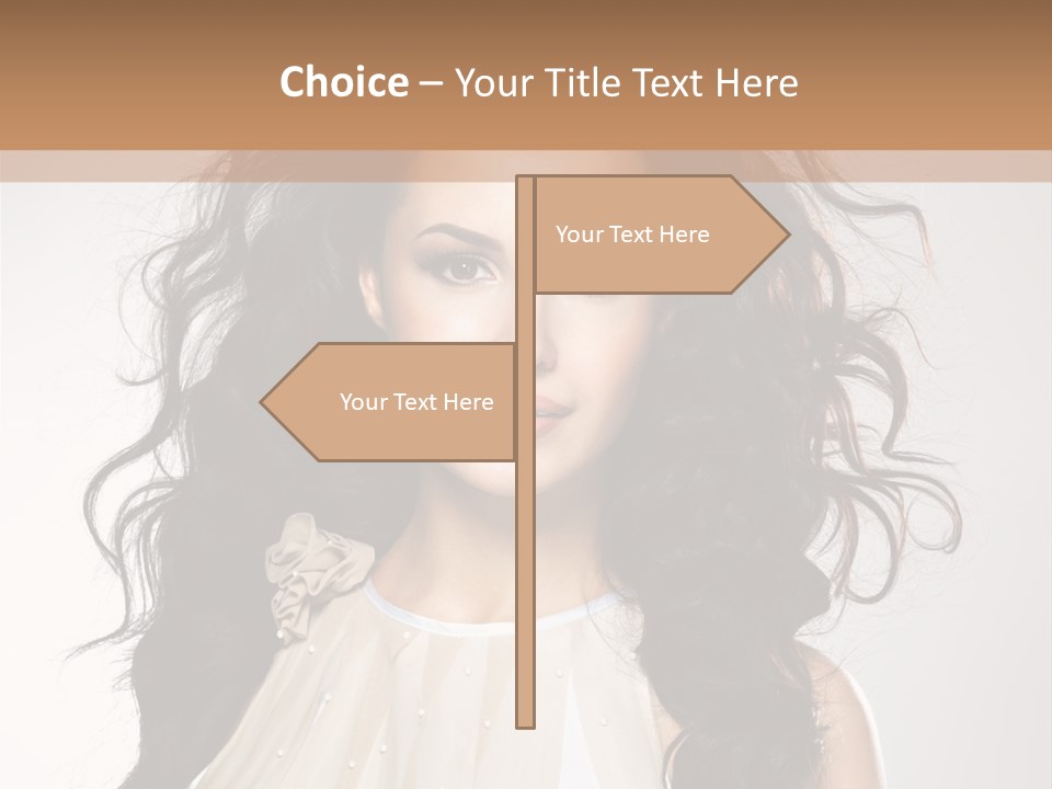 A Woman With Long Hair Is Posing For A Picture PowerPoint Template