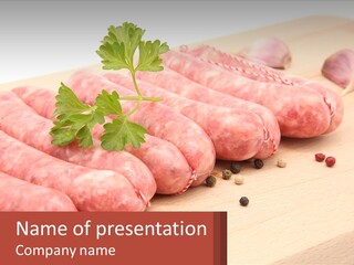 A Bunch Of Sausages With Parsley On Top Of Them PowerPoint Template