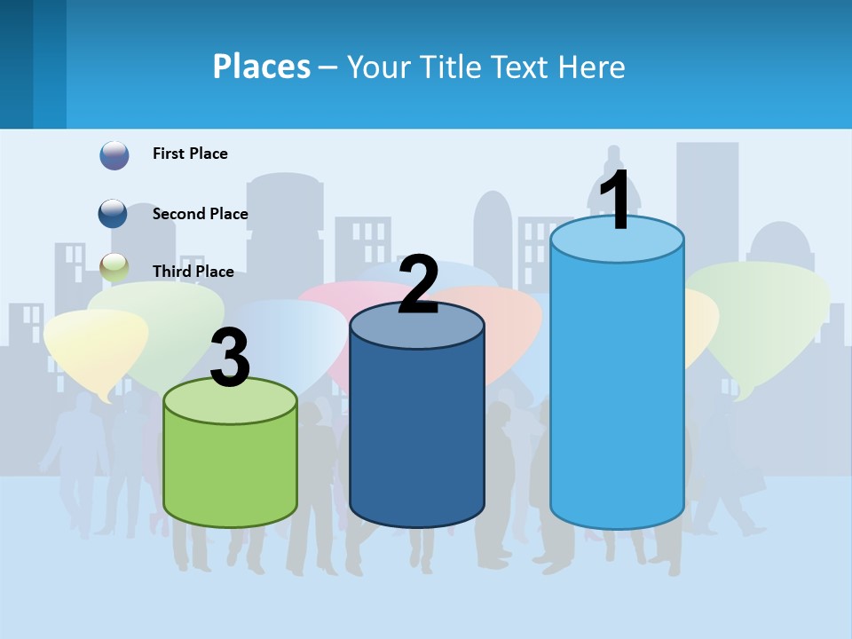 A Group Of People Standing In Front Of A City Skyline PowerPoint Template