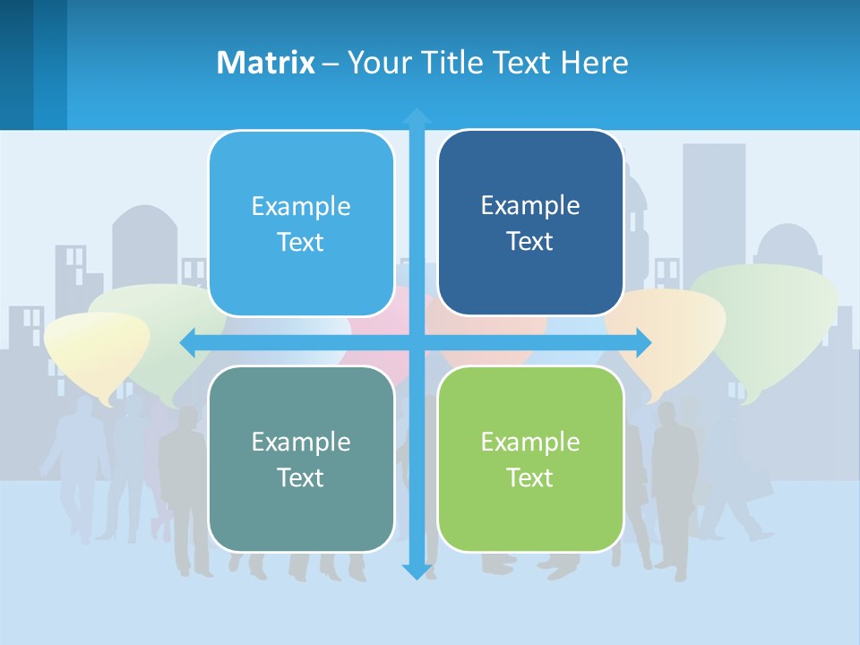A Group Of People Standing In Front Of A City Skyline PowerPoint Template