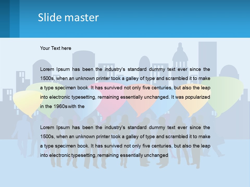 A Group Of People Standing In Front Of A City Skyline PowerPoint Template