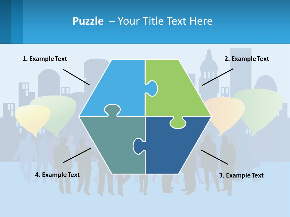 A Group Of People Standing In Front Of A City Skyline PowerPoint Template