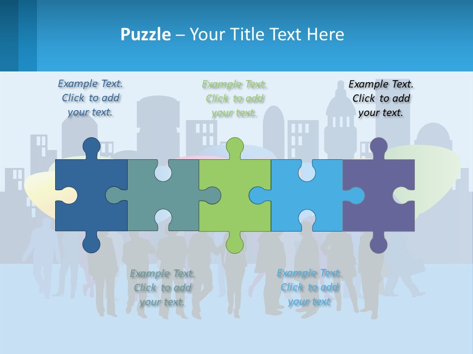 A Group Of People Standing In Front Of A City Skyline PowerPoint Template