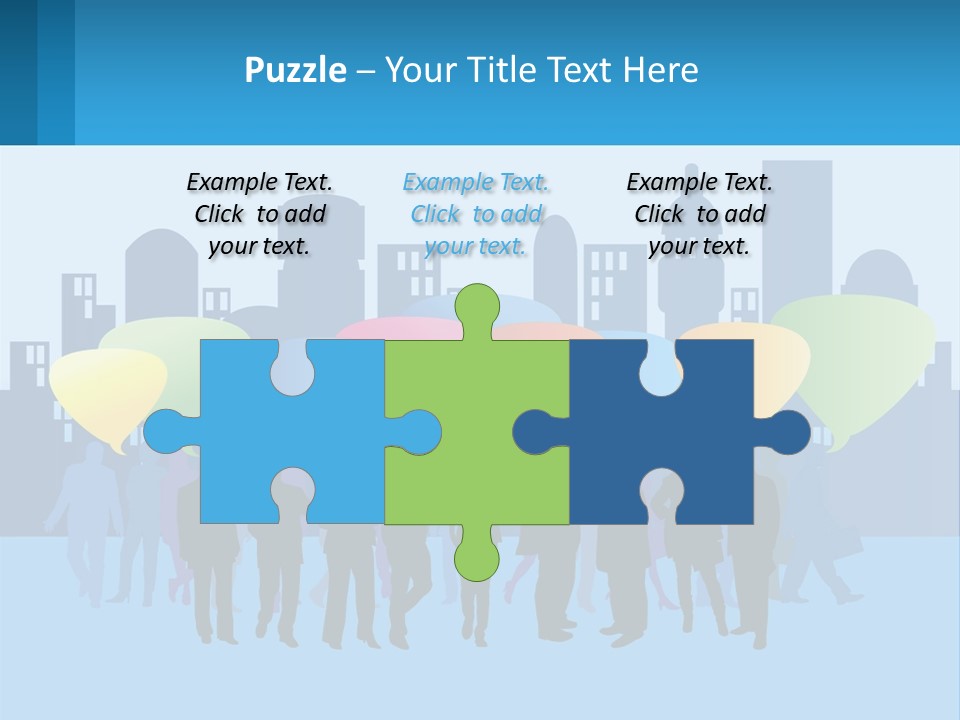 A Group Of People Standing In Front Of A City Skyline PowerPoint Template