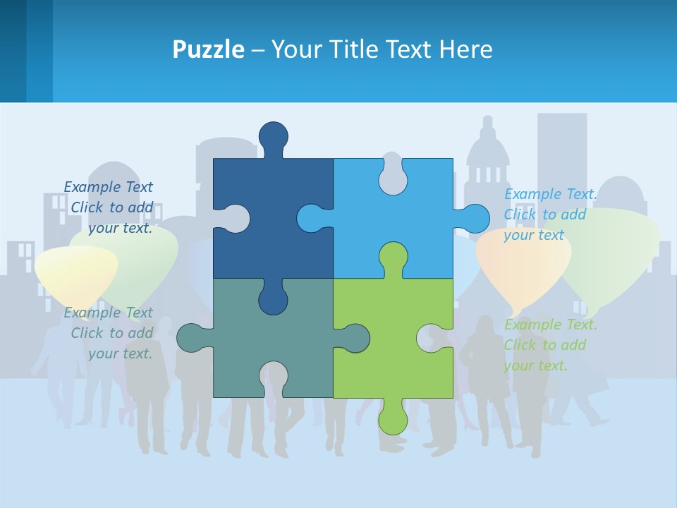 A Group Of People Standing In Front Of A City Skyline PowerPoint Template