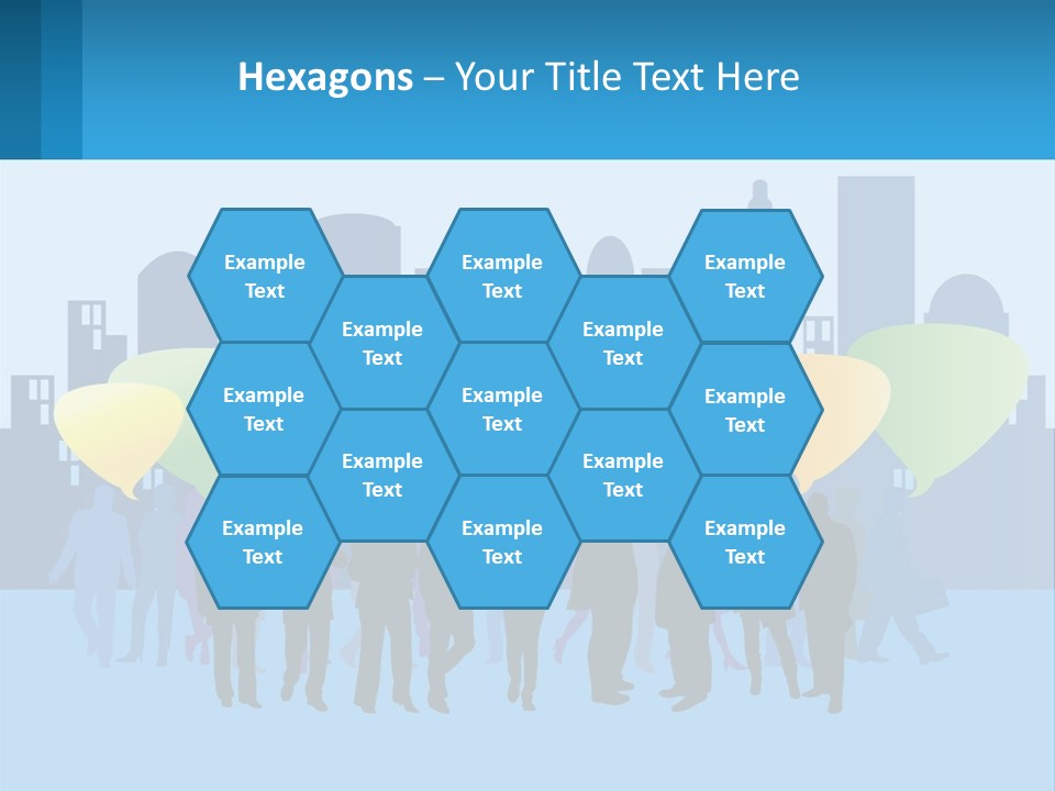 A Group Of People Standing In Front Of A City Skyline PowerPoint Template