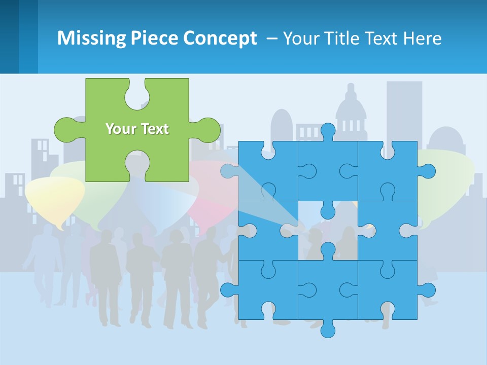 A Group Of People Standing In Front Of A City Skyline PowerPoint Template