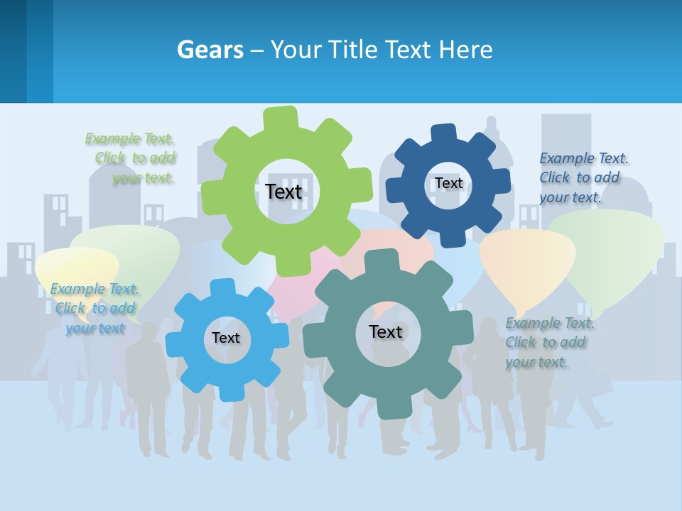 A Group Of People Standing In Front Of A City Skyline PowerPoint Template