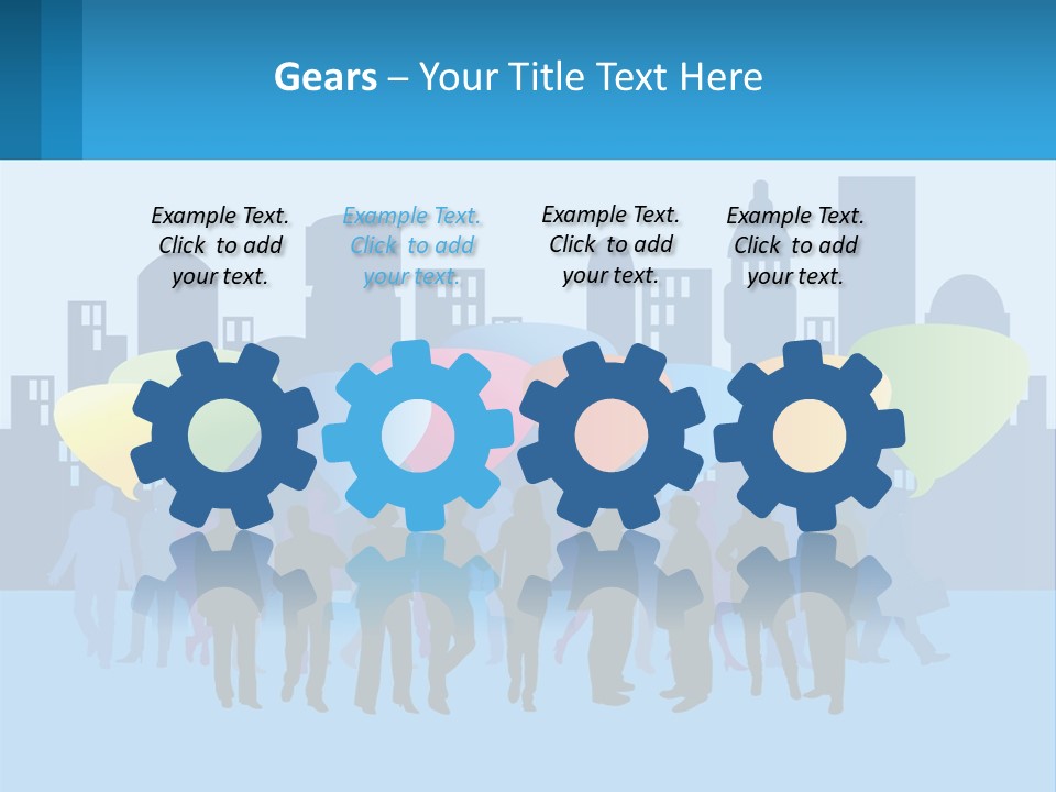 A Group Of People Standing In Front Of A City Skyline PowerPoint Template