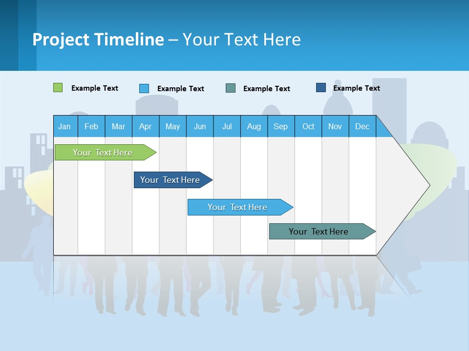 A Group Of People Standing In Front Of A City Skyline PowerPoint Template