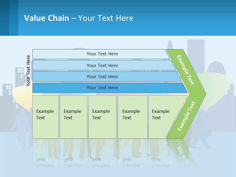 A Group Of People Standing In Front Of A City Skyline PowerPoint Template