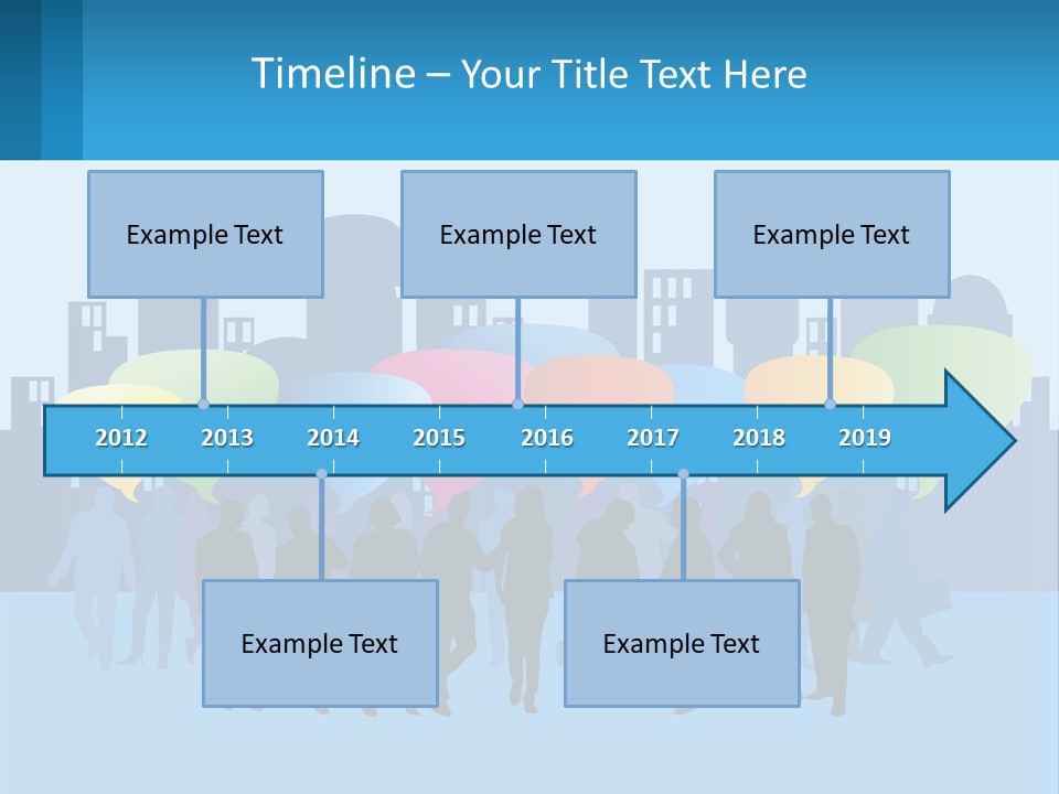A Group Of People Standing In Front Of A City Skyline PowerPoint Template