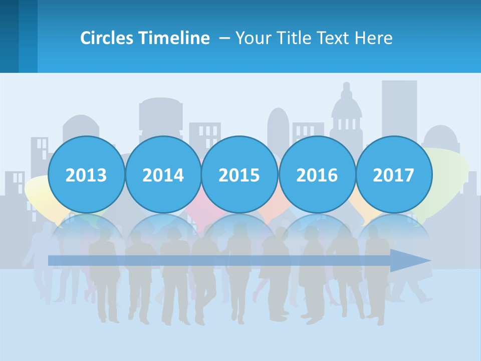 A Group Of People Standing In Front Of A City Skyline PowerPoint Template