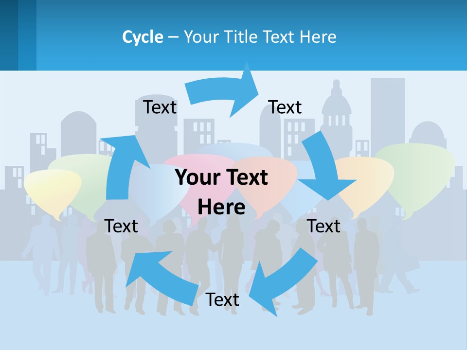 A Group Of People Standing In Front Of A City Skyline PowerPoint Template