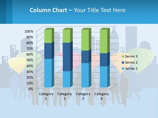 A Group Of People Standing In Front Of A City Skyline PowerPoint Template