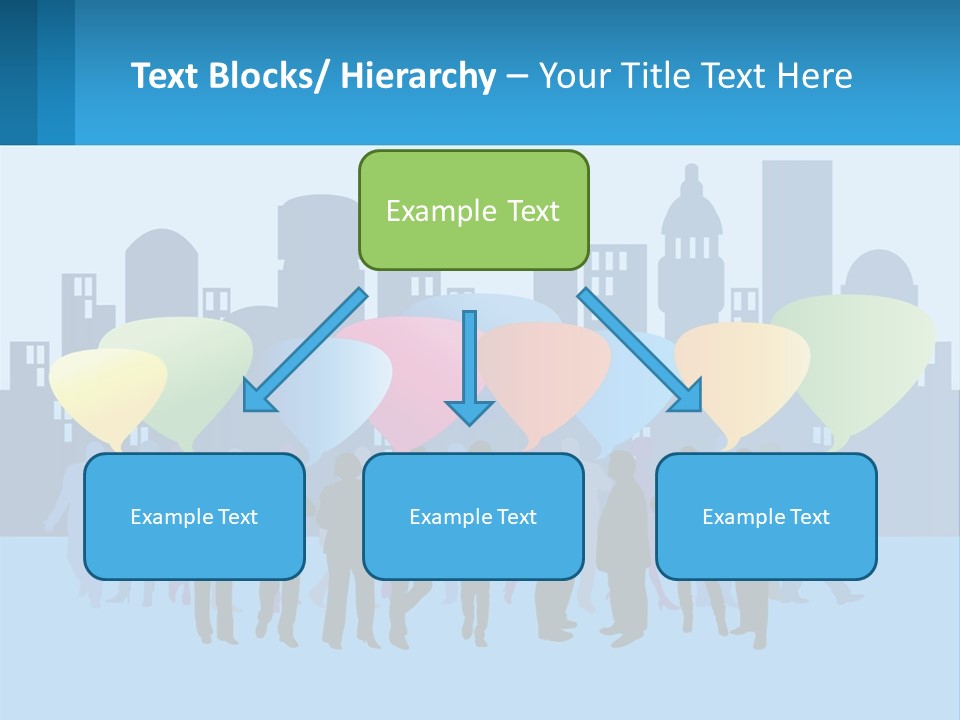 A Group Of People Standing In Front Of A City Skyline PowerPoint Template