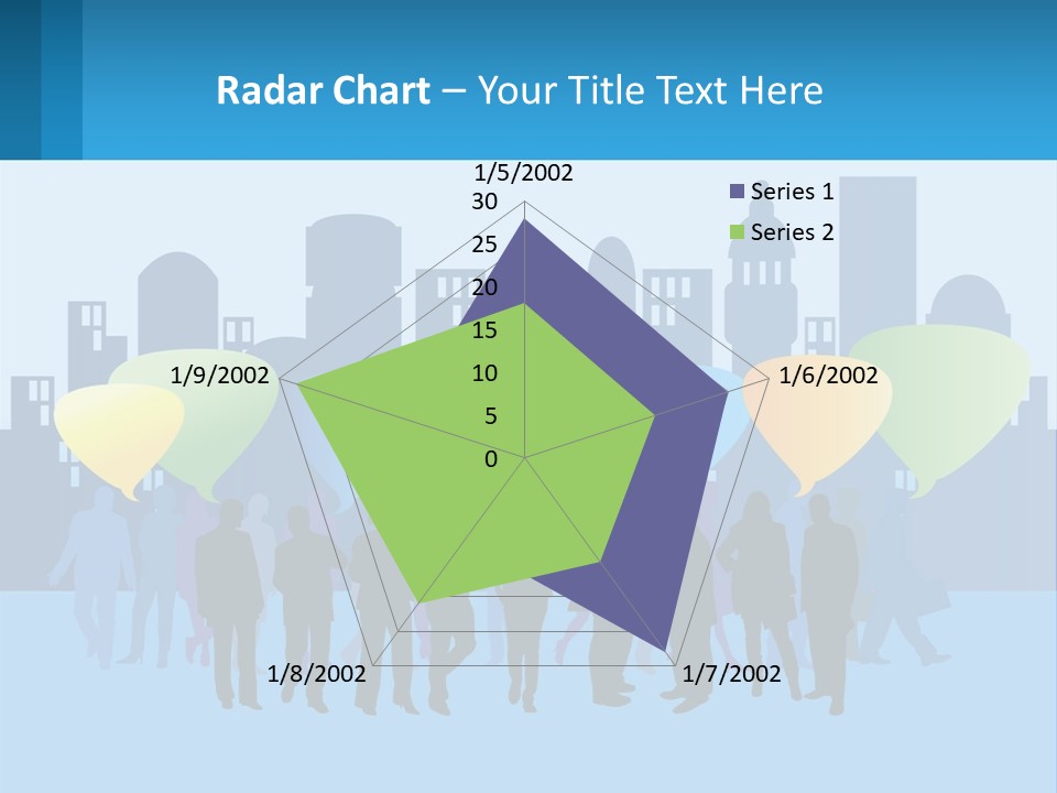 A Group Of People Standing In Front Of A City Skyline PowerPoint Template