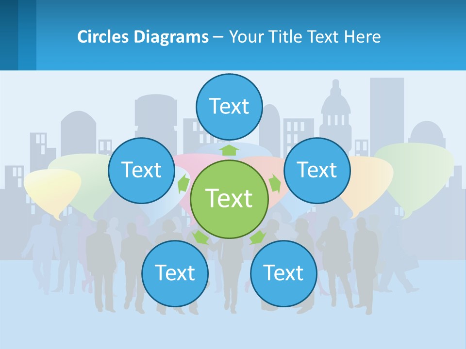 A Group Of People Standing In Front Of A City Skyline PowerPoint Template