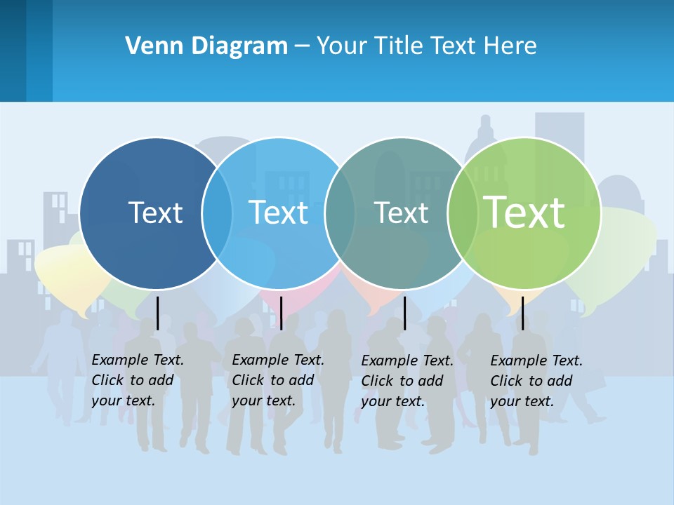 A Group Of People Standing In Front Of A City Skyline PowerPoint Template
