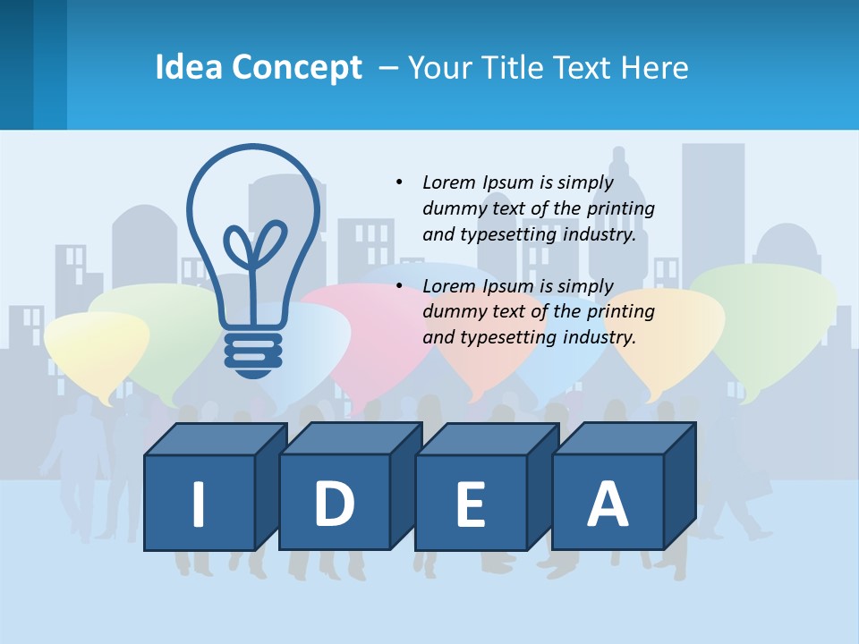 A Group Of People Standing In Front Of A City Skyline PowerPoint Template