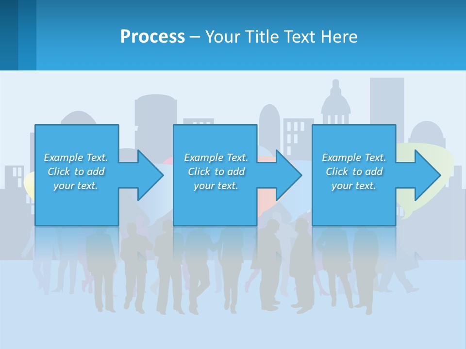 A Group Of People Standing In Front Of A City Skyline PowerPoint Template