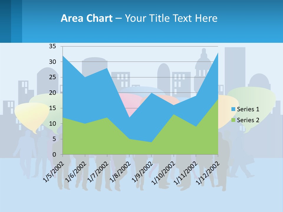 A Group Of People Standing In Front Of A City Skyline PowerPoint Template
