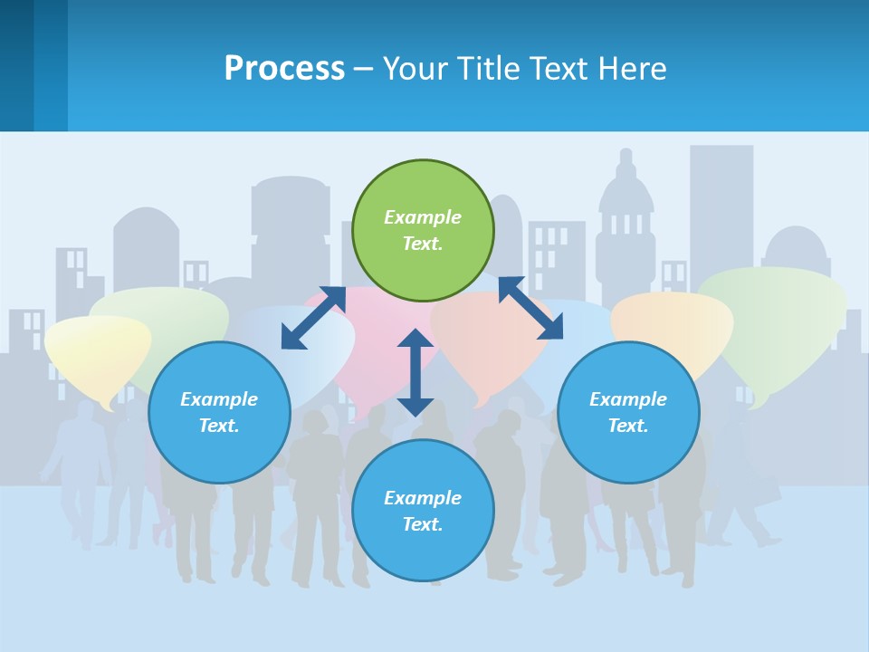 A Group Of People Standing In Front Of A City Skyline PowerPoint Template