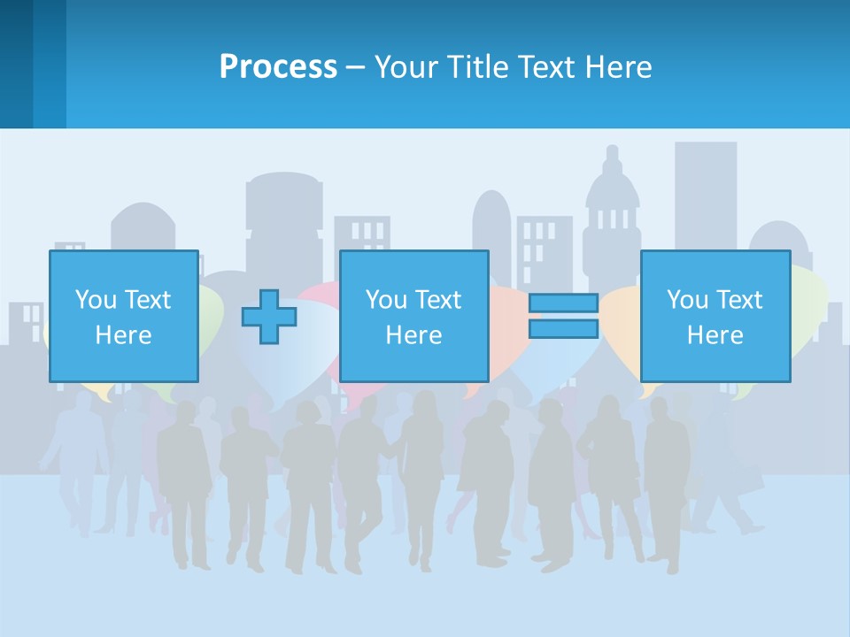 A Group Of People Standing In Front Of A City Skyline PowerPoint Template