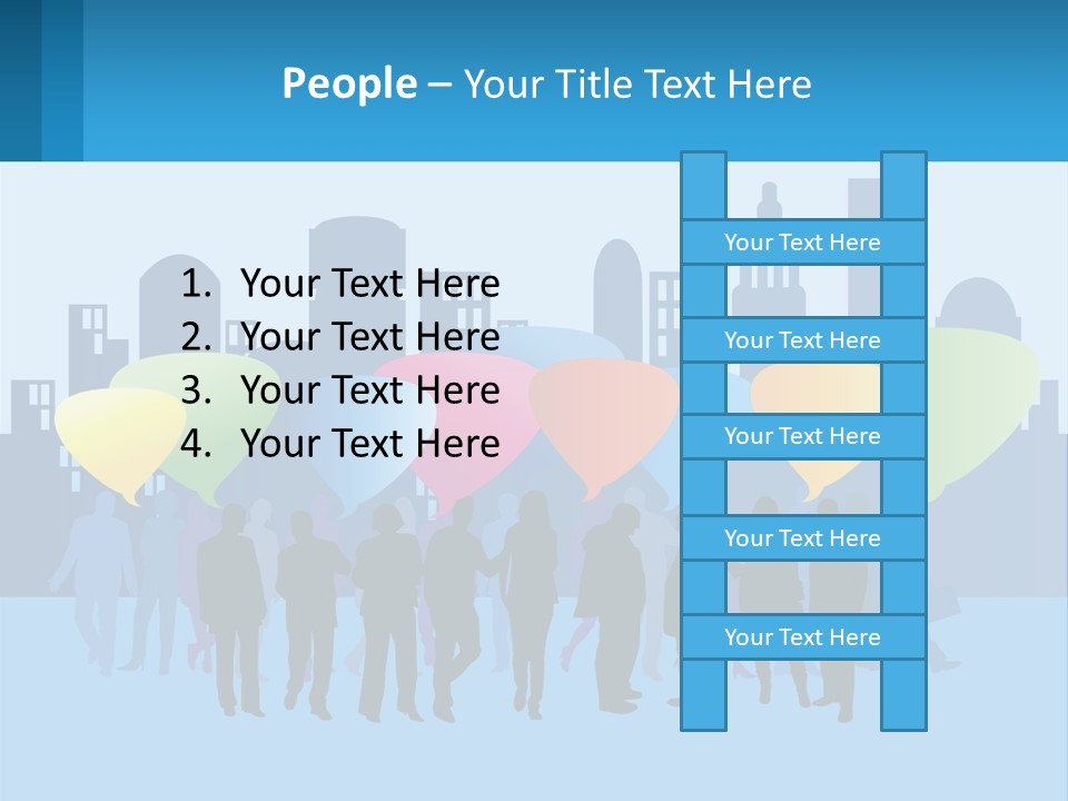 A Group Of People Standing In Front Of A City Skyline PowerPoint Template