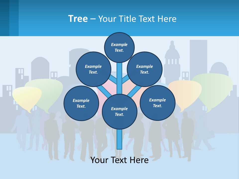 A Group Of People Standing In Front Of A City Skyline PowerPoint Template