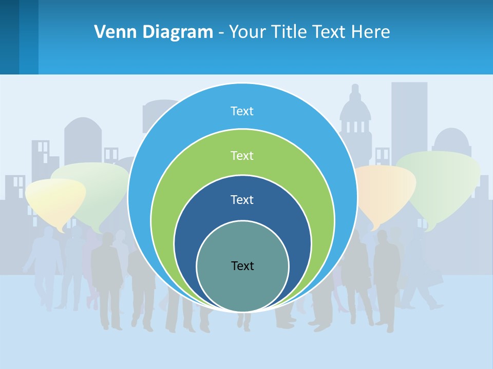 A Group Of People Standing In Front Of A City Skyline PowerPoint Template