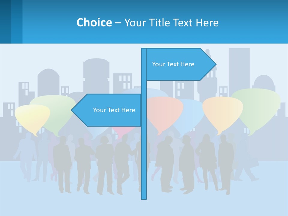 A Group Of People Standing In Front Of A City Skyline PowerPoint Template