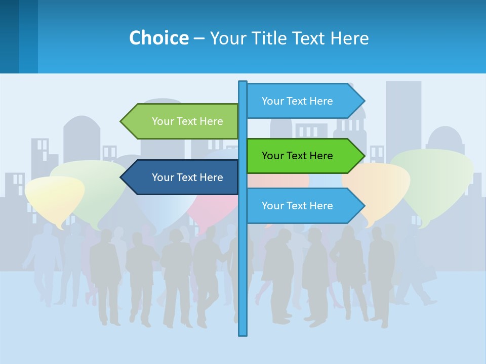 A Group Of People Standing In Front Of A City Skyline PowerPoint Template