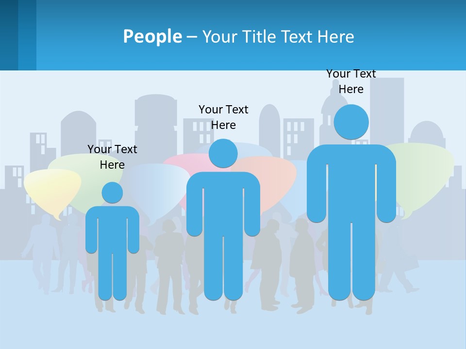 A Group Of People Standing In Front Of A City Skyline PowerPoint Template