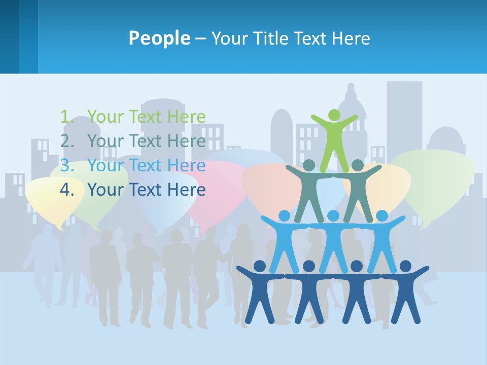 A Group Of People Standing In Front Of A City Skyline PowerPoint Template