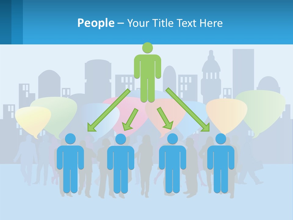 A Group Of People Standing In Front Of A City Skyline PowerPoint Template