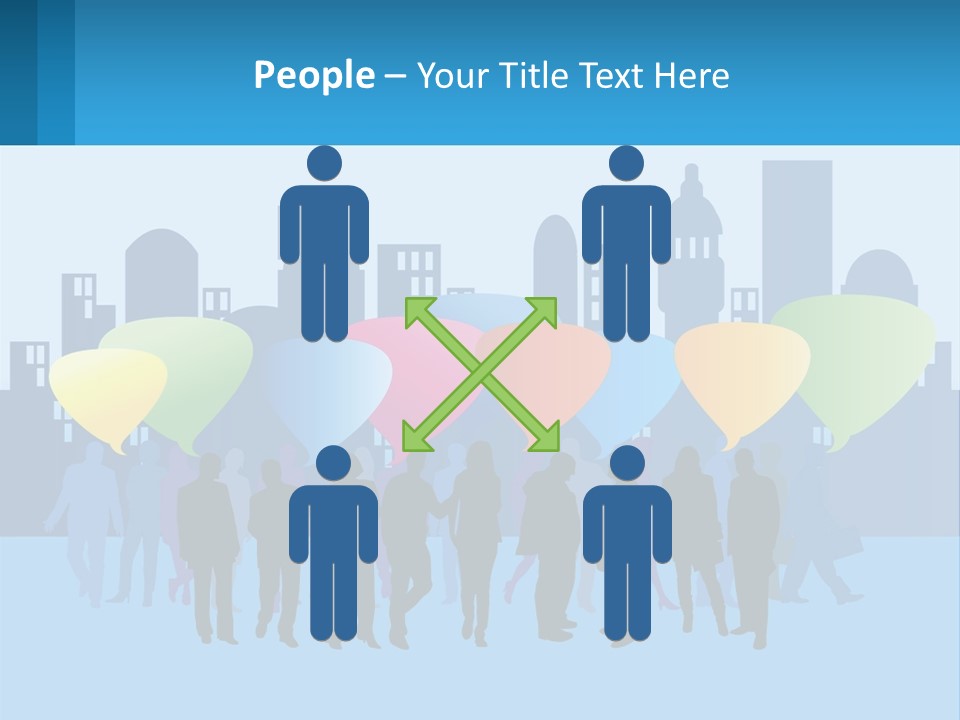 A Group Of People Standing In Front Of A City Skyline PowerPoint Template