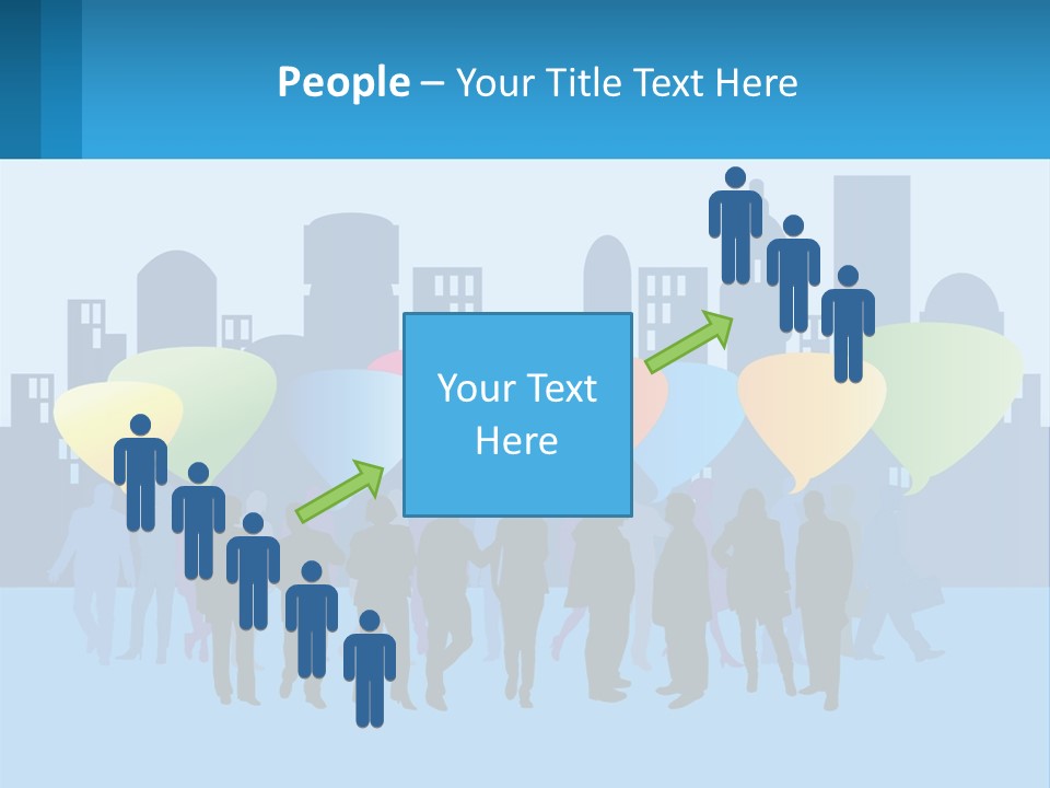 A Group Of People Standing In Front Of A City Skyline PowerPoint Template