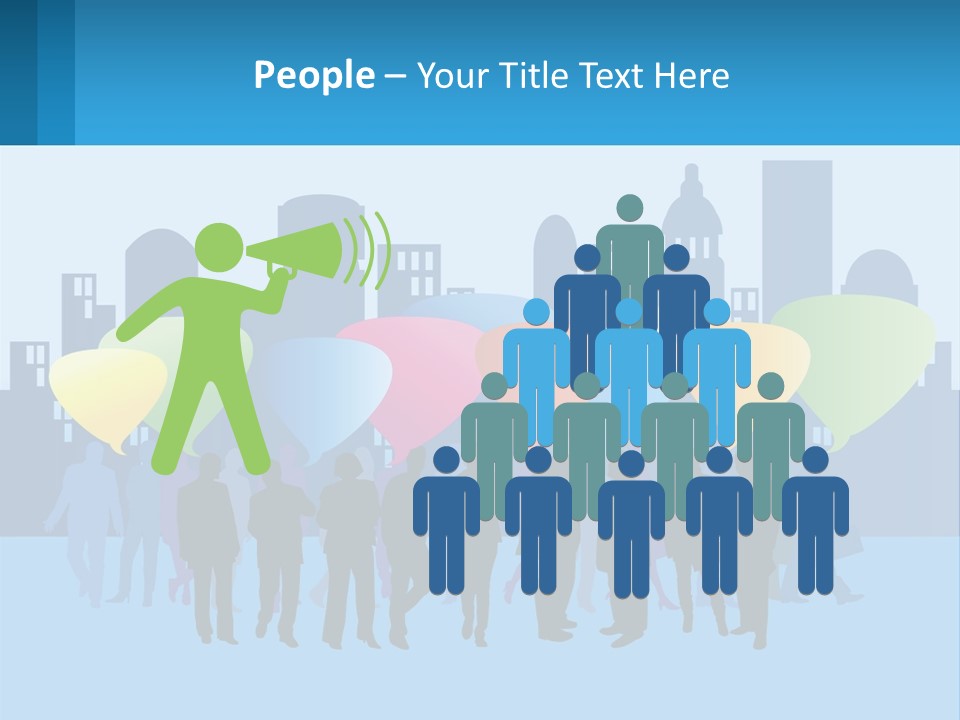 A Group Of People Standing In Front Of A City Skyline PowerPoint Template