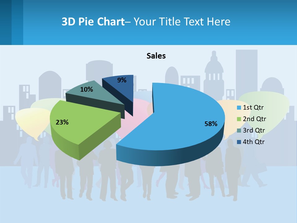 A Group Of People Standing In Front Of A City Skyline PowerPoint Template