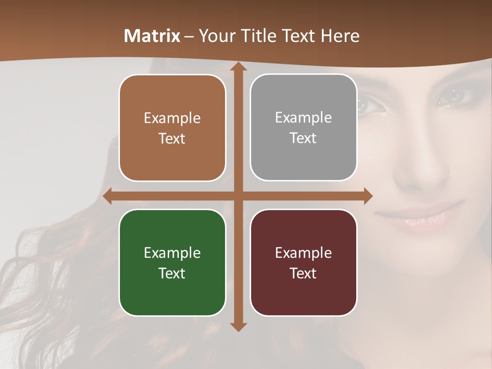 A Beautiful Woman With Long Red Hair Is Smiling PowerPoint Template